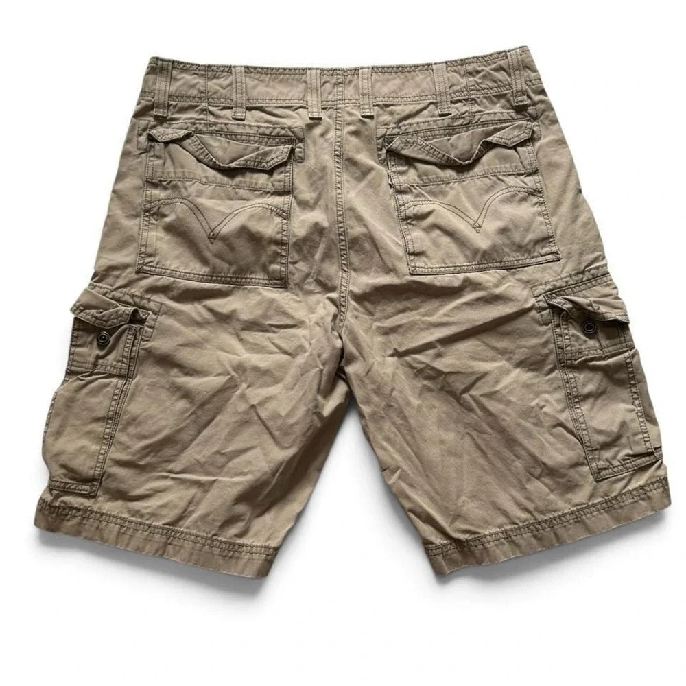 Levis Mens Khaki Cargo Shorts Tan Cotton Utility Workwear Gorpcore Size 38